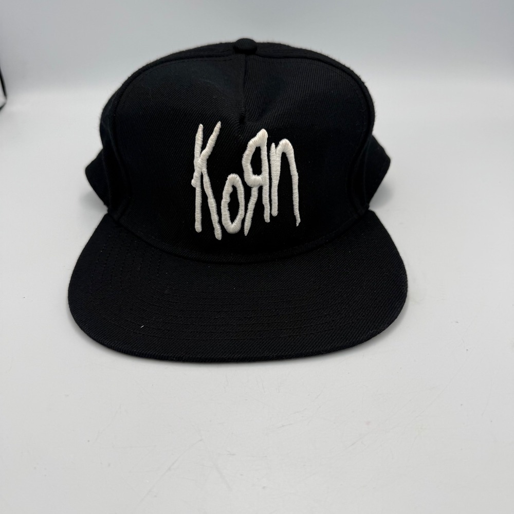 Korn 90s Metal Skater Grunge Snapback Hat Black Otto Embroidered Flat Brim Cap